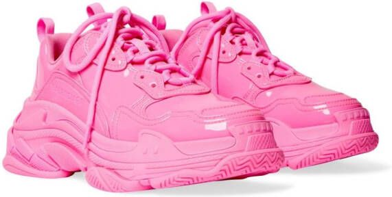 Balenciaga Triple S patent-finish sneakers Pink