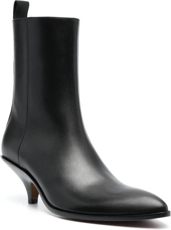 Bally 65mm pointed-tip leather boots Black