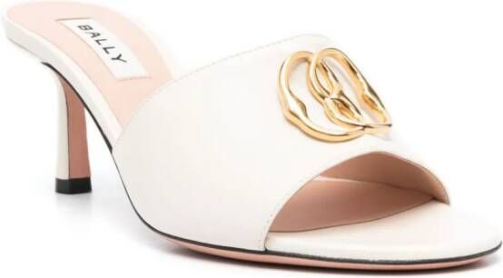 Bally 70mm Emblem-plaque leather mules White