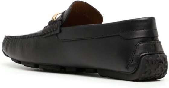 Bally almond-toe leather loafers Black
