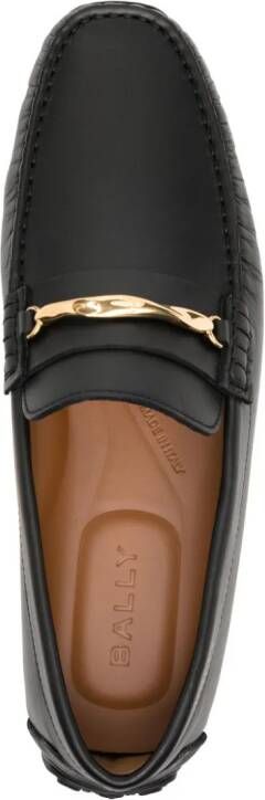 Bally almond-toe leather loafers Black