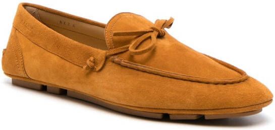 Bally almond-toe leather loafers Orange