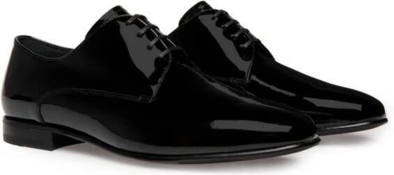Bally almond-toe patent-finish derby shoes Black