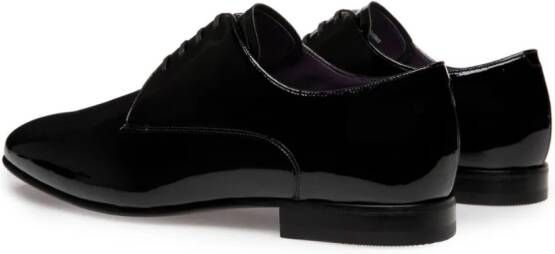 Bally almond-toe patent-finish derby shoes Black
