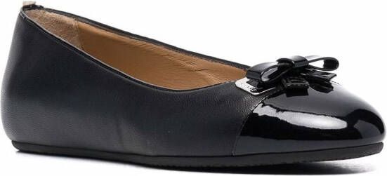 Bally bow-detail leather ballerina shoes Black