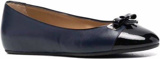 Bally bow-detail leather ballerina shoes Blue