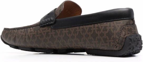 Bally chain logo-print leather loafers Brown