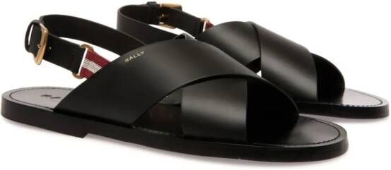 Bally Chateau crossover-strap leather sandals Black