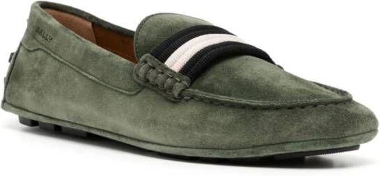 Bally contrasting-trim leather loafers Green