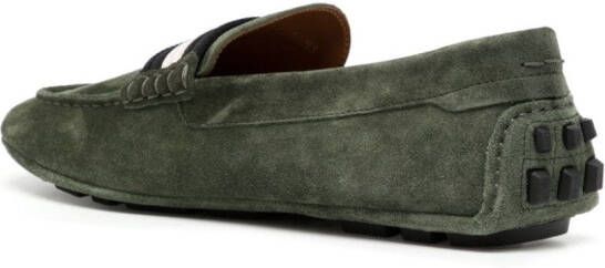Bally contrasting-trim leather loafers Green