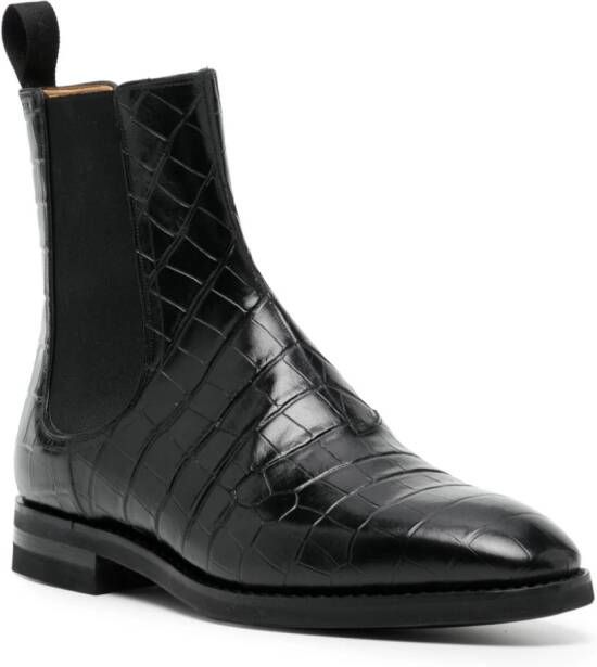 Bally crocodile-effect leather boots Black