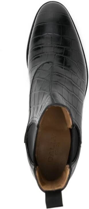Bally crocodile-effect leather boots Black