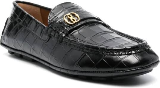 Bally crocodile-embossed leather loafers Black