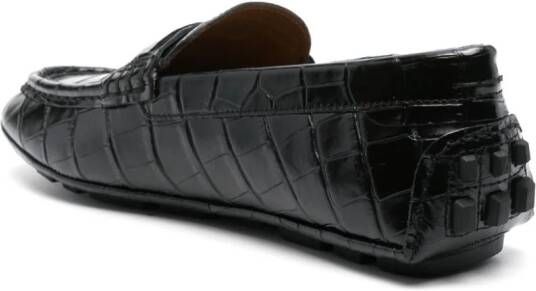 Bally crocodile-embossed leather loafers Black