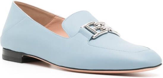 Bally Ella 10mm logo-plaque leather loafers Blue