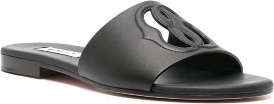 Bally Emblem open-toe leather slides Black