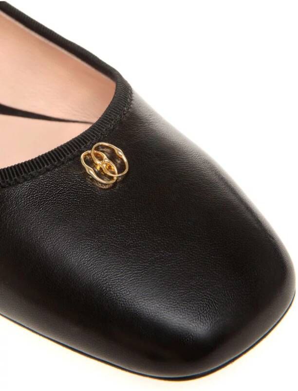 Bally Emblem-plaque leather ballerina shoes Black