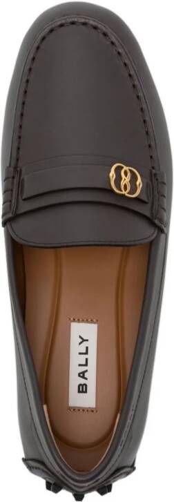 Bally Emblem-plaque leather driving shoes Brown