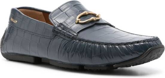 Bally embossed crocodile-effect loafers Blue