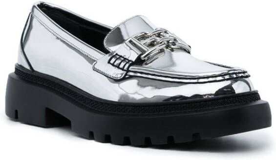 Bally Gioia chunky leather loafers Silver