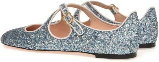 Bally glitter-embellished ballerina shoes Blue