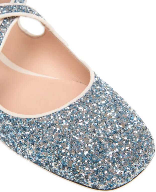 Bally glitter-embellished ballerina shoes Blue