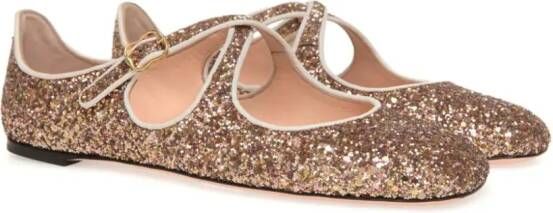 Bally glitter-embellished ballerina shoes Gold