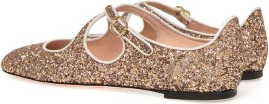 Bally glitter-embellished ballerina shoes Gold