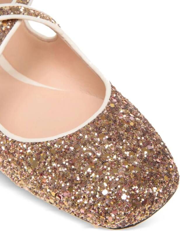 Bally glitter-embellished ballerina shoes Gold