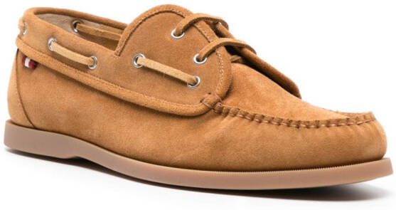 Bally grosgrain-tab suede boat shoes Brown