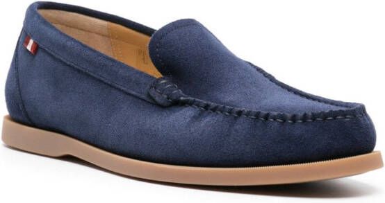 Bally grosgrain-tab suede loafers Blue