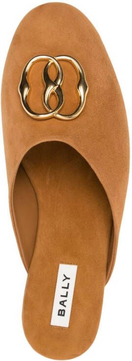 Bally Gylon logo-plaque leather slippers Brown