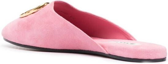 Bally Gylon logo-plaque suede slippers Pink
