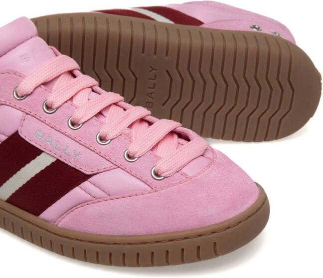 Bally lace-up quilted leather sneakers Pink