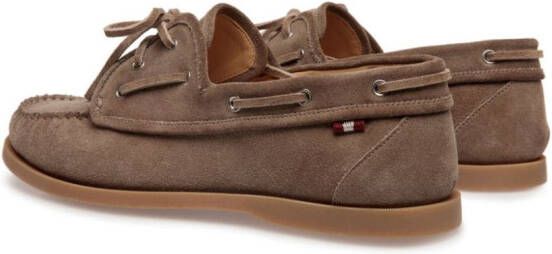 Bally lace-up suede loafers Brown