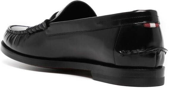 Bally large-buckle patent leather loafers Black