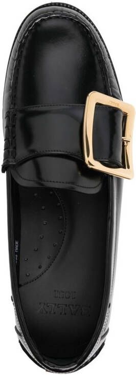 Bally large-buckle patent leather loafers Black