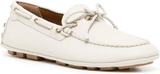 Bally leather boat loafers White