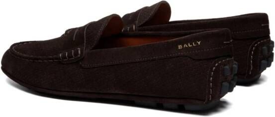 Bally logo-embroidered round-toe loafers Brown