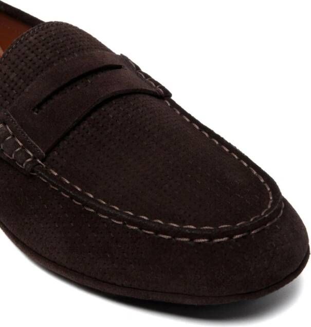 Bally logo-embroidered round-toe loafers Brown