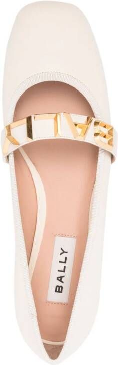 Bally logo-lettering leather ballerina shoes Neutrals