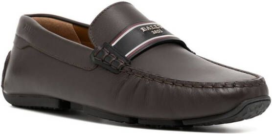 Bally logo-plaque almond toe loafers Brown