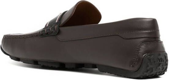 Bally logo-plaque almond toe loafers Brown