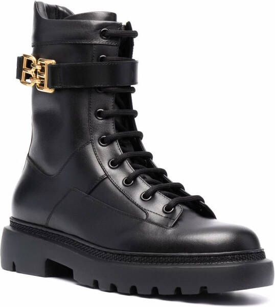 Bally logo-plaque combat boots Black