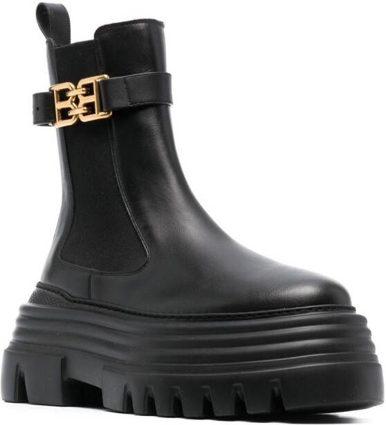 Bally logo-plaque leather boots Black