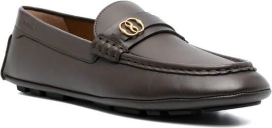 Bally logo-plaque leather loafer Brown