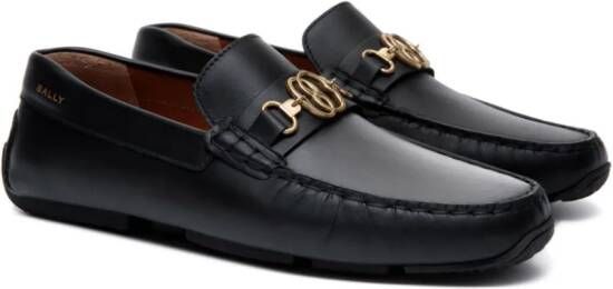 Bally logo-plaque leather loafers Black