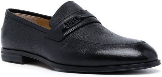 Bally logo-plaque leather loafers Black