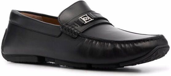 Bally logo-plaque leather loafers Black