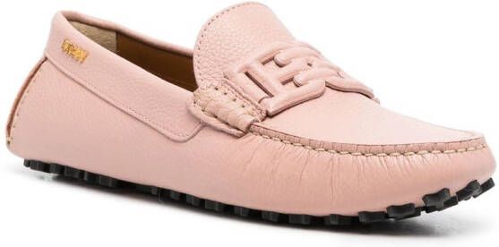 Bally logo-plaque leather loafers Pink